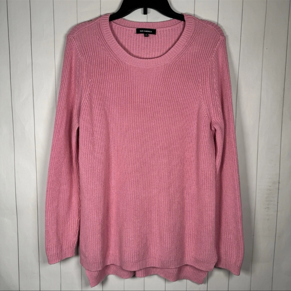 525 America Cotton Pink Chunky Rib Knit Sweater Cozy Minimalist Layering Top M